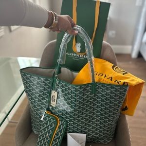 BRAND NEW WITH TAGS Goyard ST Louis GM in Green Tote Bag